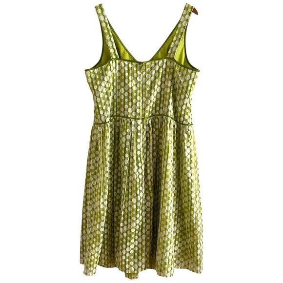 Vintage Robbie Bee Polka Dot Babydoll Midi Dress 18W Lime Green Milkmaid Retro - Picture 2 of 10